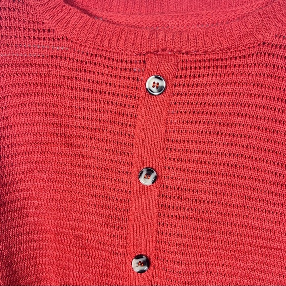 Harlow & Rose OrangeKnit Button Front Cardigan Sweater Size M Open Weave Acrylic - Picture 4 of 5
